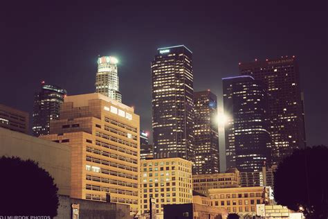 Los Angeles La Buildings Skyscrapers Night Lights Wallpapers Hd