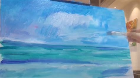 ☁️how To Paint A Sky With Acrylics Painting Clouds In Acrylics Lesson