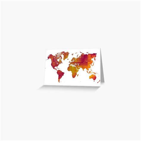 World Map Orange Cube Map Worldmap Greeting Card By Jbjart Redbubble
