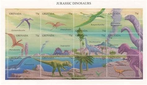 1994 Dinosaurios Jurásicos Animales Prehistóricos Hoja Coleccionable