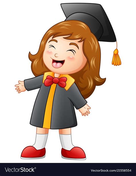 Happy Graduation Girl Cartoon Royalty Free Vector Image Graduation