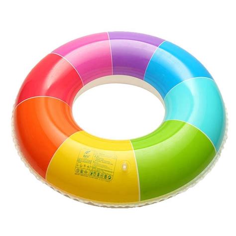 2021 Inflatable Swimming Circle Adult Thickening Increase Rainbow Life Buoy Swimming Ring Life