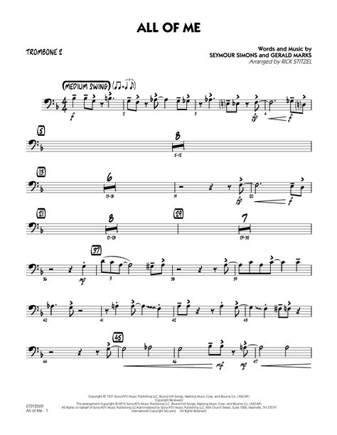 Buy musical sheet music at amazon. Rick Stitzel "All of Me (Key: F) - Trombone 2" Sheet Music PDF Notes, Chords | Jazz Score Jazz ...