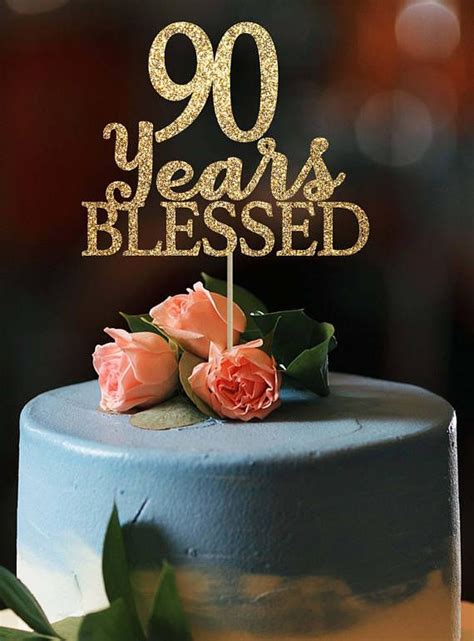 It can be tough to plan a special birthday, so we've got your back with all you need from party ideas and decorations to cake ideas. 90 years blessed cake topper 90 cake topper 90 birthday ...