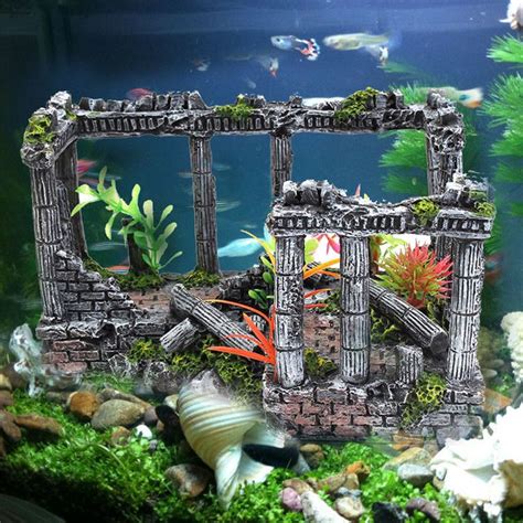 25 Ancient Roman Castle Ruins Aquarium Decoration Fish Tank Home Resin
