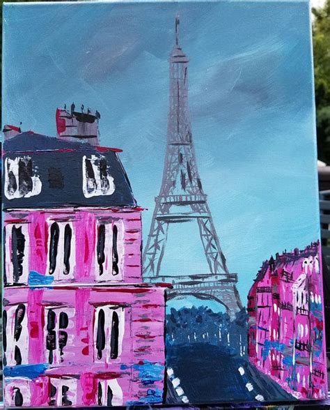 Eiffel Tower Paris Original Abstract Painting On Canvas Etsy Eiffel