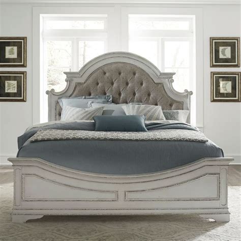 Liberty Magnolia Manor Antique White King Upholstered Bed Rettig