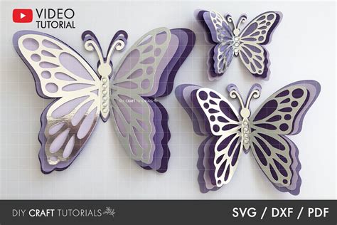 Butterfly SVG, 3D Butterfly SVG, DXF, PDF (1155454) | Paper Cutting