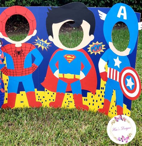 Superheros Photo Booth Stand Prop Avengers Birthday Party