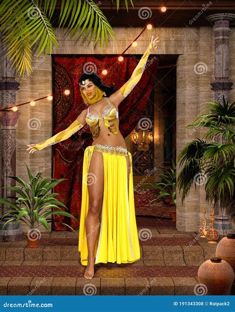 Beautiful Middle Eastern Belly Dancer With Traditional Veil Stock Illustration Illustration Of