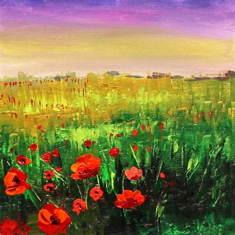Poppies Field Painting Tutorial Poppy Field Painting Painting