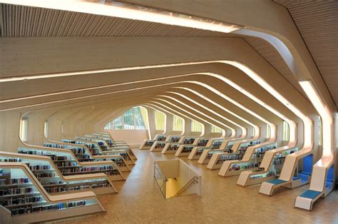 Norwegian Librarys Modern Ribbed Interior Design