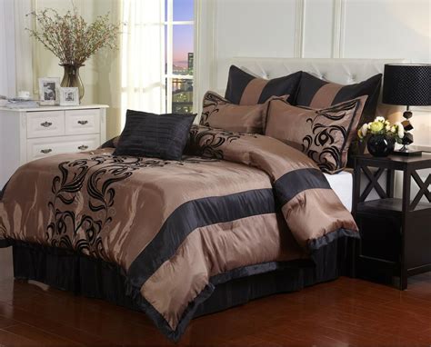 silky brown black cal king comforter set floral bedding