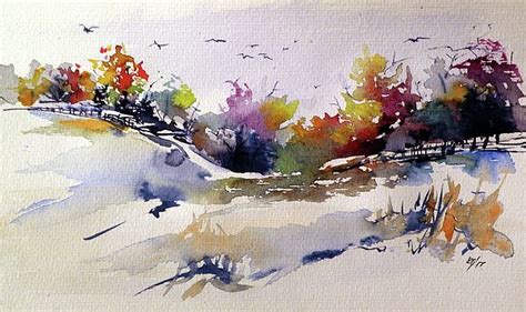 Early Winter Loose Watercolor Paintings Winter