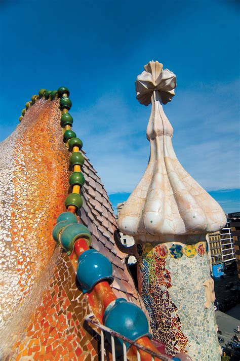 Roof Detail Antoni Gaudi Architectural Mosaic In Barcelona Spain