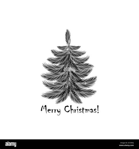 Christmas Tree Card Design With A Hand Drawn Black Christmas Tree With