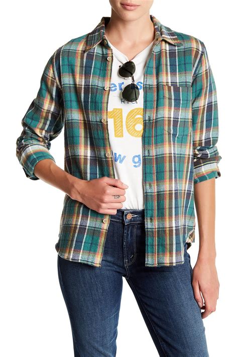 Lyst Mother The Foxy Boxy Plaid Shirt In Blue