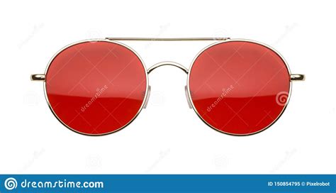 gold frame red lens sun glasses front stock image image of retro eyewear 150854795