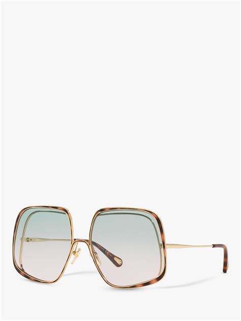 chloé ch0035s women s statement rectangular sunglasses gold green gradient rectangular
