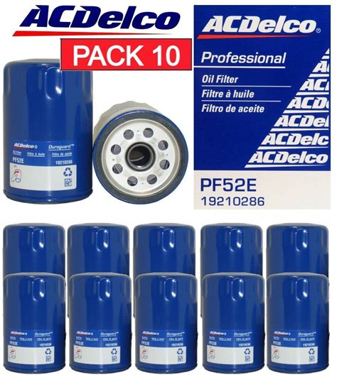 Set 10 Acdelco Pf52e Engine Oil Filter Gm Original Equipment Ebay