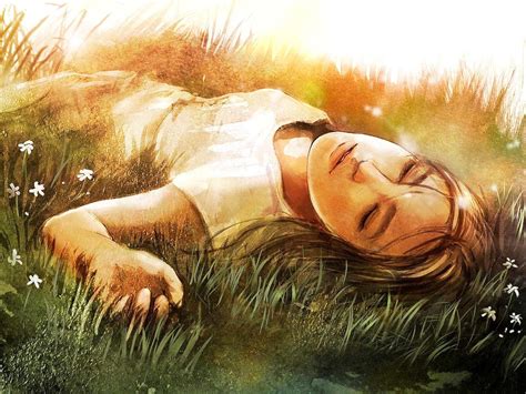 Lány fekszik a fűben háttérkép letöltés