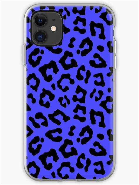 Large Black And Neon Blue Leopard Spots Animal Print Iphone Case By
