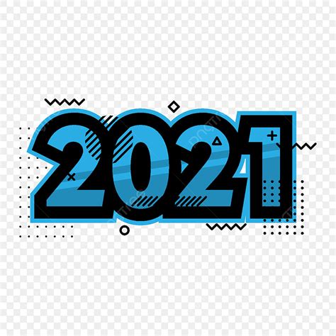 New Year Typography Vector Png Images Flat 2021 Number Year Typography