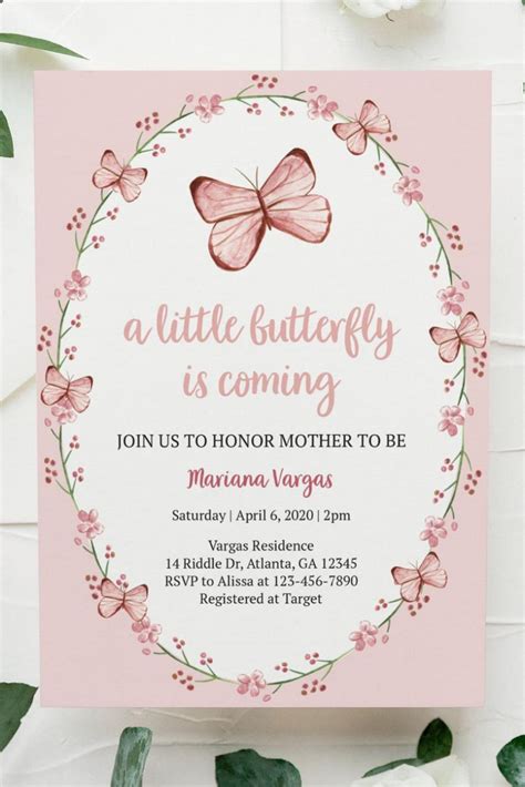 Pink Butterfly Baby Shower Invitation Etsy In 2021 Butterfly Baby