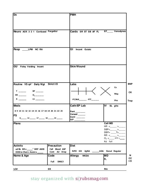 Icu brain sheet and how to organize patients' information to make your report during shift change and rounds better! Nurse brain sheet_binder_insert_with_dividers