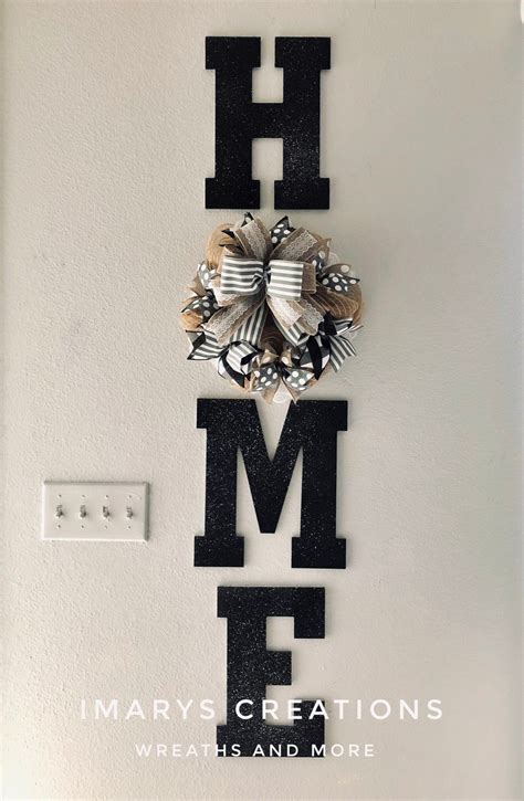 Farmhouse Letters H O M E With Wreath Home Letters With Etsy Home