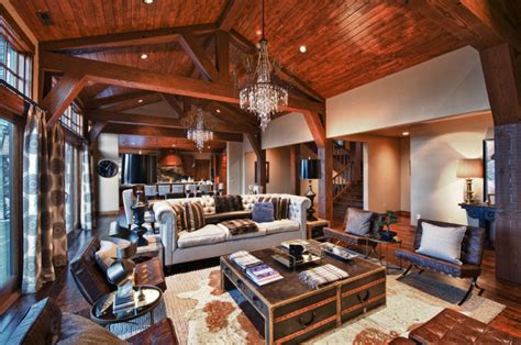 On a hard flooring, elaborately done rugs are added to bring intimacy to the room and of course, a dash of colour! 18 Rustic Living Room Design Photos - BeautyHarmonyLife