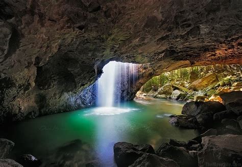 Waterfall In A Cavern Beautiful Waters Pinterest