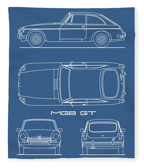 Mgb Gt V8 Blueprint Fleece Blanket For Sale By Mark Rogan
