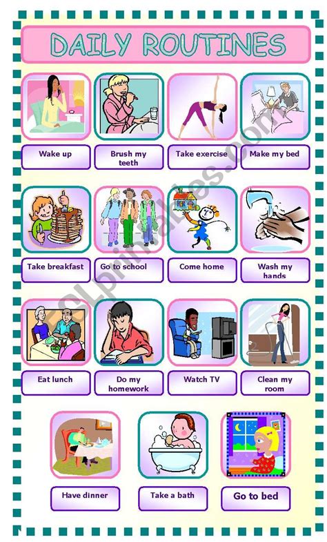 Daily Routine Pictionary English Pinterest Worksheets