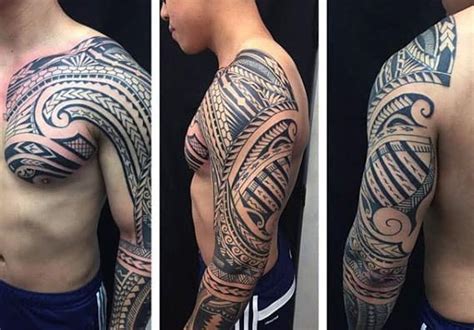 40 Polynesian Sleeve Tattoo Designs For Men Tribal Ink Ideas