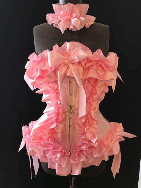sissy satin lockable corset for an hourglass feminine figure etsy