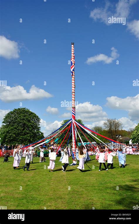 Children Dancing Around Maypole The Ickwell May Day Festival Ickwell