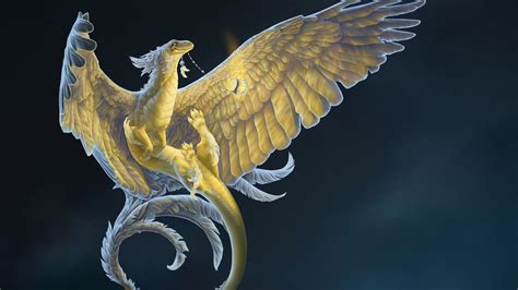 Fantasy Dragon Is Flying And Having Light Lamp In Mouth Hd Dreamy