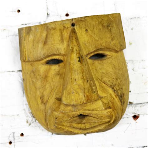 Collection Of Five Vintage Mexican Folk Art Hand Carved Wood Masks