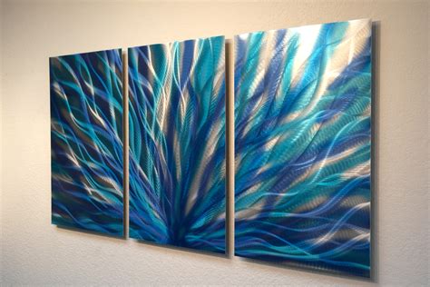 Radiance Blue Metal Wall Art Abstract Contemporary Modern Decor