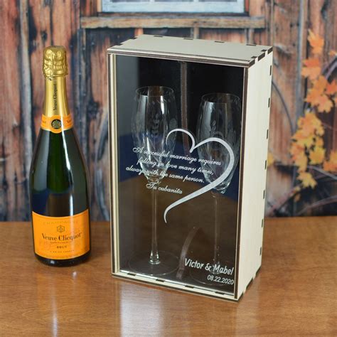 Champagne Flute T Box With Acrylic Front Cover Personalized By You To Store The Wedding
