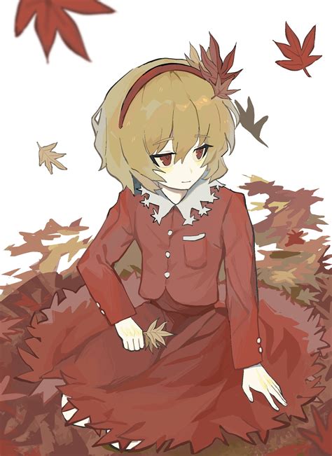 Aki Shizuha Touhou Highres 1girl Autumn Leaves Blonde Hair Buttons Closed Mouth Collared