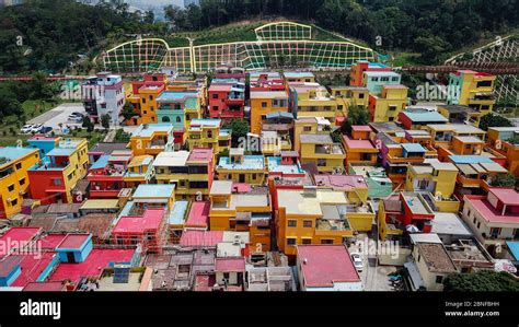 Aerial View Of Hengcunli Village Nicknamed Rainbow Village In