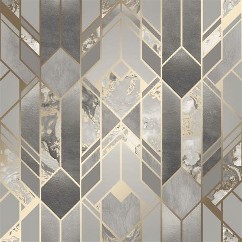 Liquid Marble Geometric Wallpaper Grey Gold Wallpaper