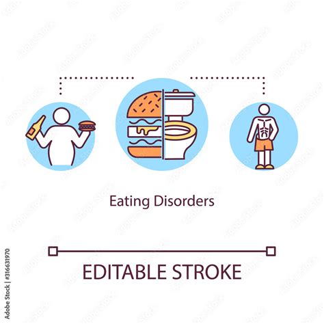 Eating Disorders Concept Icon Mental Illness Idea Thin Line Illustration Anorexia Bulimia