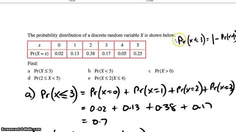 Discrete Random Variables Probability Tables Part Ex Youtube