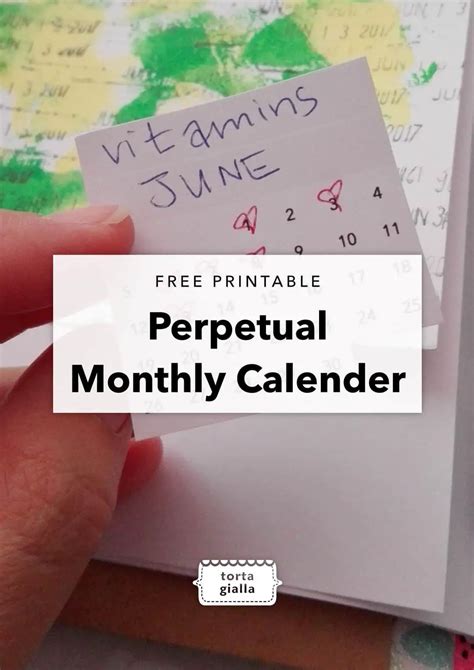 Perpetual Monthly Calendar Print And Cut Tortagialla
