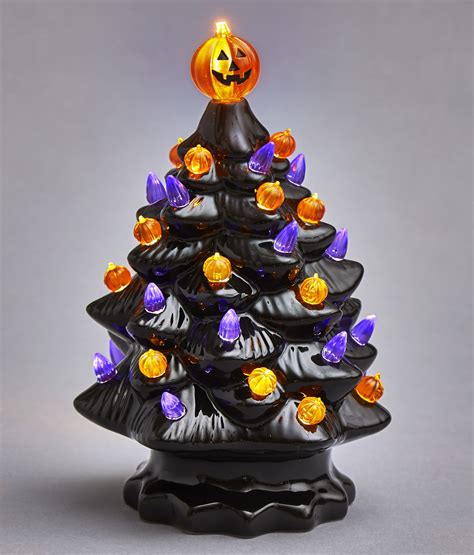 Lighted Ceramic Halloween Tree Decoration Battery Powered Large