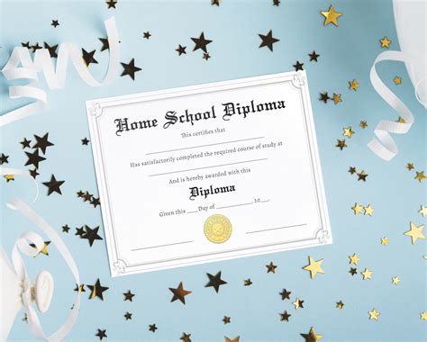 Home School Diploma High School Diploma Template Printable Etsy
