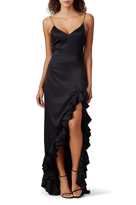 Black Ruffle Slip Gown By Caroline Constas For 105 Rent The Runway